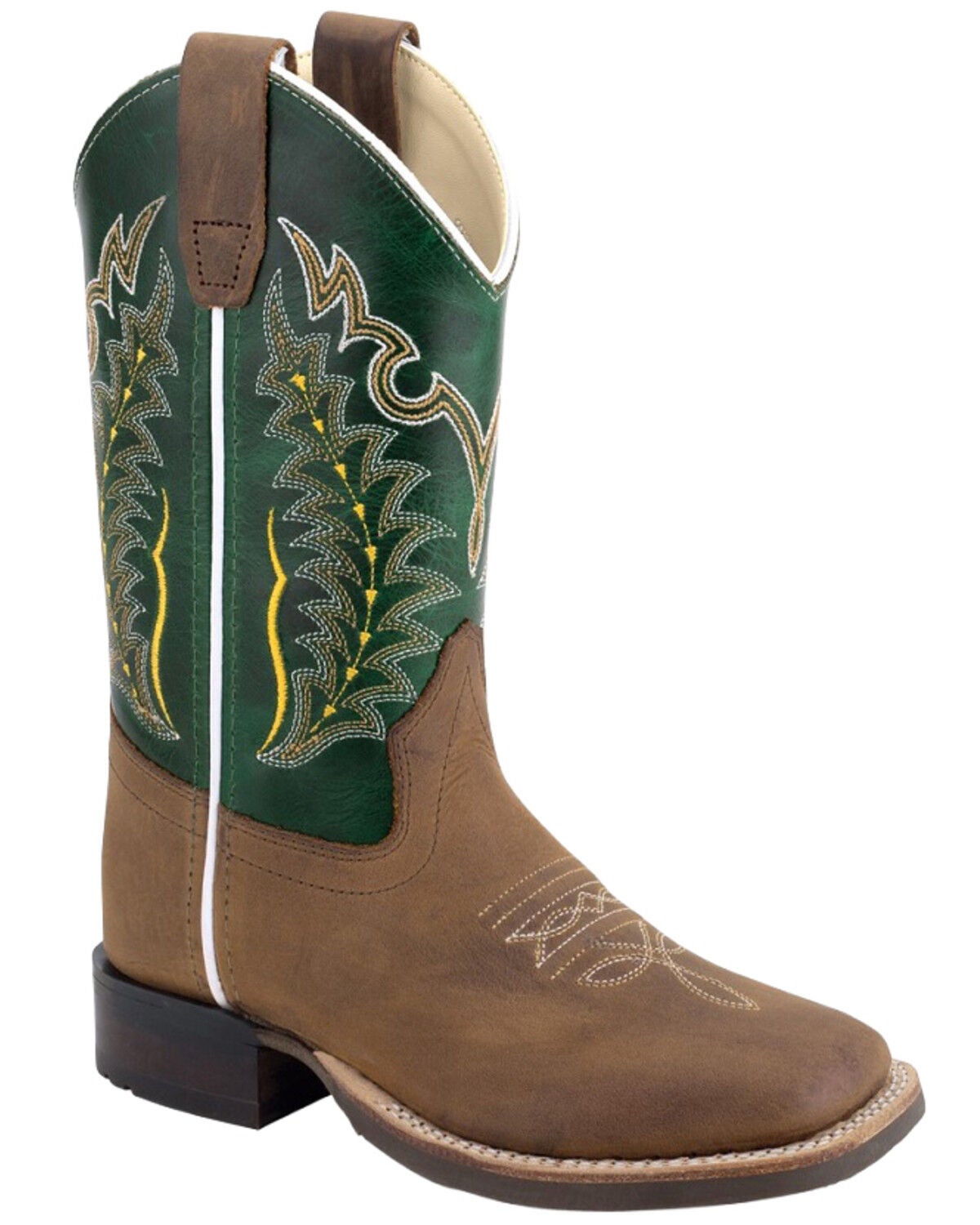 Image #1 - Old West Little Boys' Western Boots - Broad Square Toe, Green, hi-res