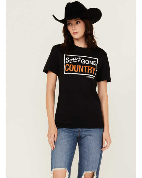 Image #1 - Rodeo Hippie Women's Gone Country Short Sleeve Graphic Tee, Black, hi-res