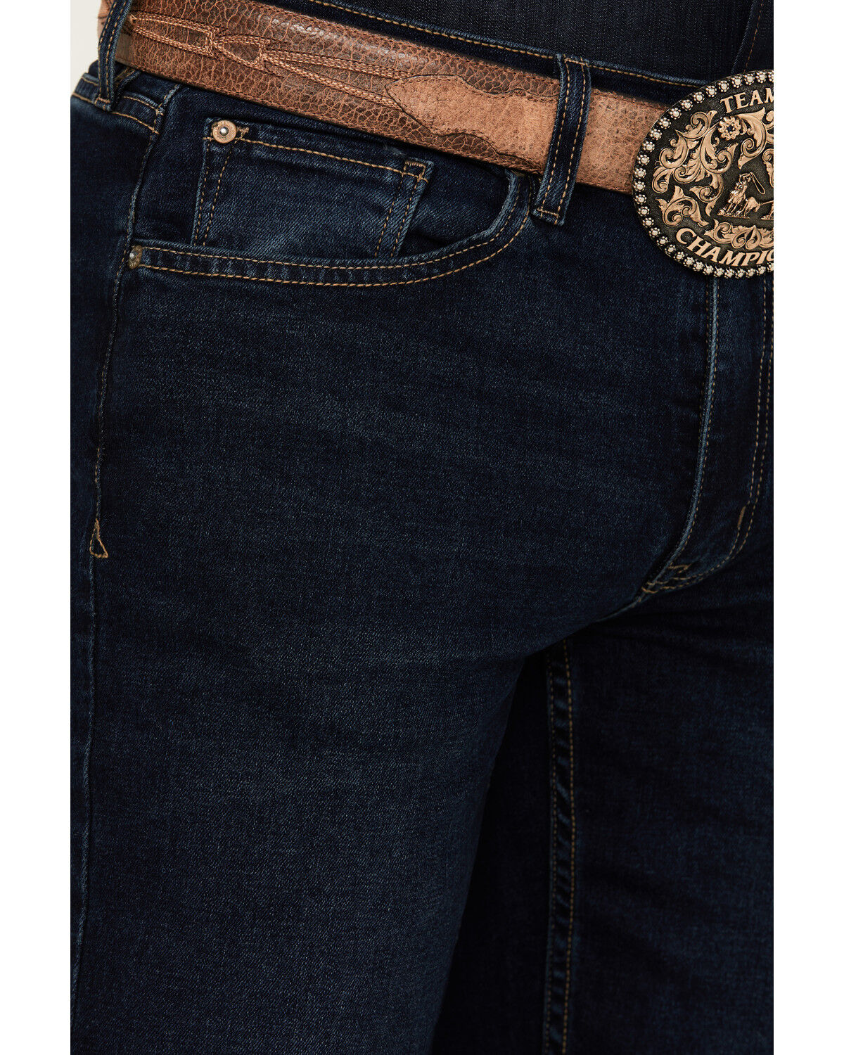 Image #2 - DEVIL-DOG Dungarees Men's Lincoln Core Dark Wash Slim Straight Stretch Denim Jeans, Dark Wash, hi-res