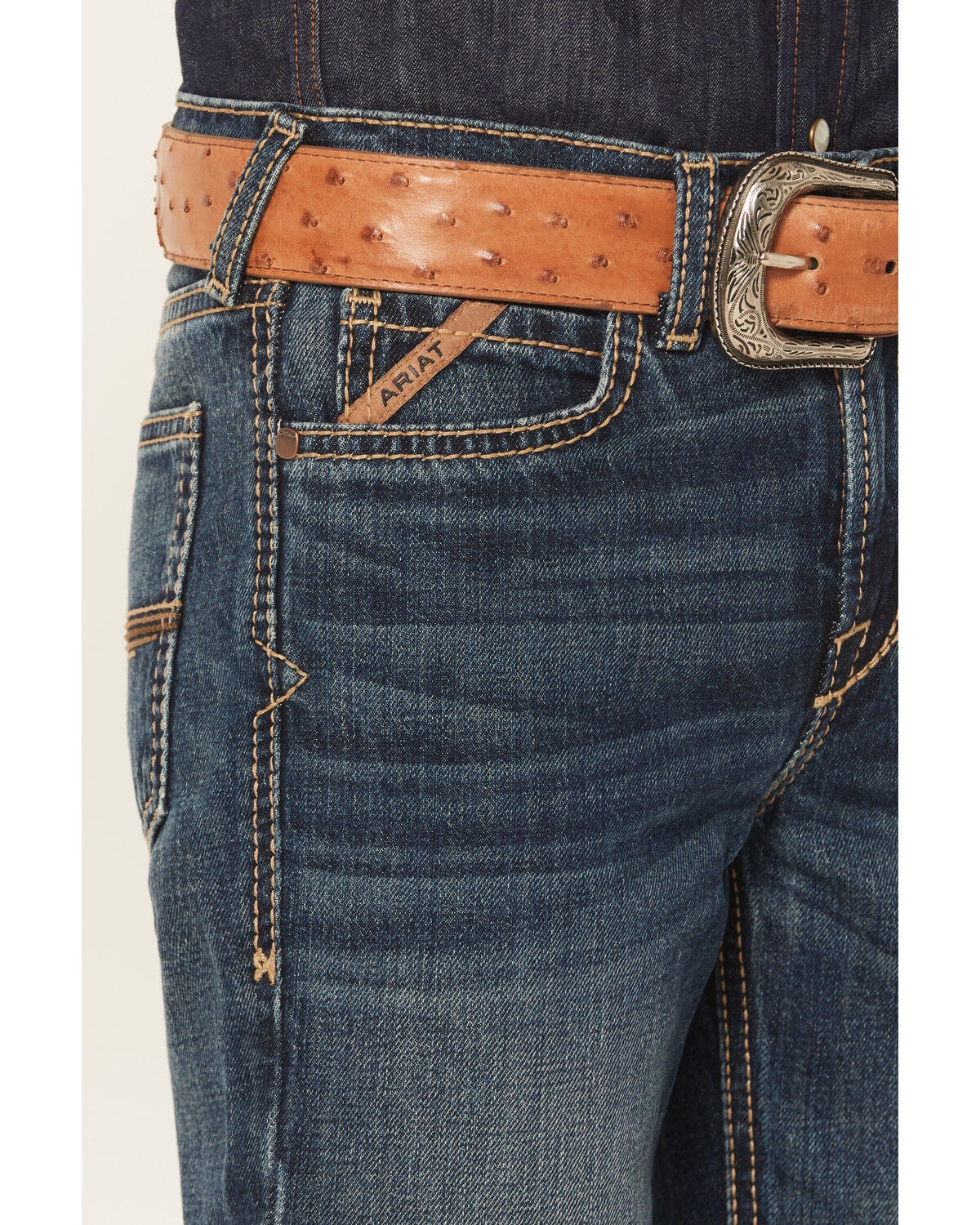 Image #2 - Ariat Boys' B4 Dark Wash Relaxed Bootcut Denim Jeans, Dark Wash, hi-res