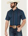 Image #1 - RANK 45® Men's Texas Ranger Striped Print Short Sleeve Button-Down Stretch Western Shirt, Blue, hi-res