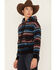 RANK 45 Women's Serape Stripe Plush Fleece Hoodie, Black, hi-res