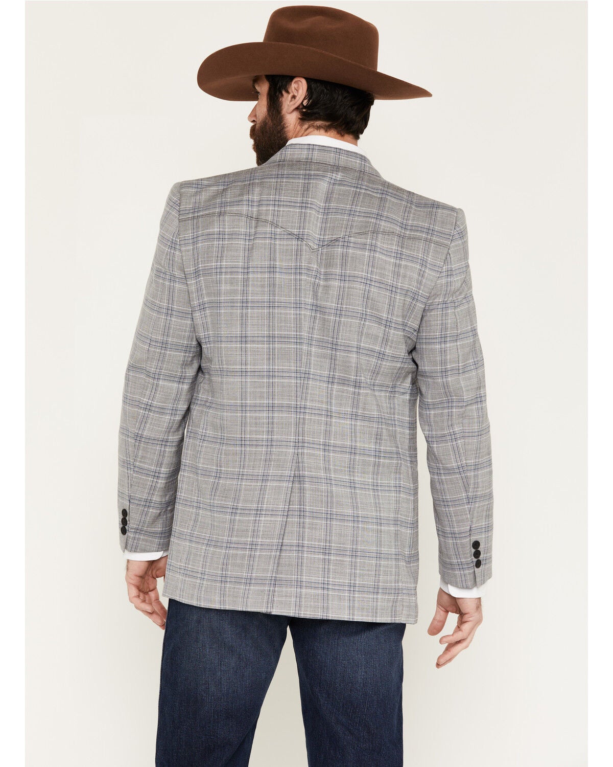 Image #4 - Circle S Men's Carson City Plaid Print Button-Down Sportcoat - Big, Light Grey, hi-res