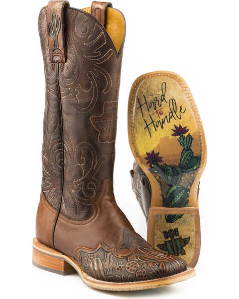 Tin Haul Women's Cactooled Hard To Handle Sole Western Boots - Square Toe, Brown, hi-res