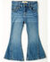 Image #1 - Shyanne Little Toddler Girls' Cimarron Twisted Side Seam Flare Stretch Denim Jeans, Medium Wash, hi-res