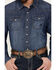 Image #3 - Ariat Men's Retro Stone Washed Denim Long Sleeve Western Shirt , Blue, hi-res