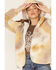 Peach Love Women's Tie Dyed Reversible Hooded Sherpa Cardi Sweater , Brown, hi-res