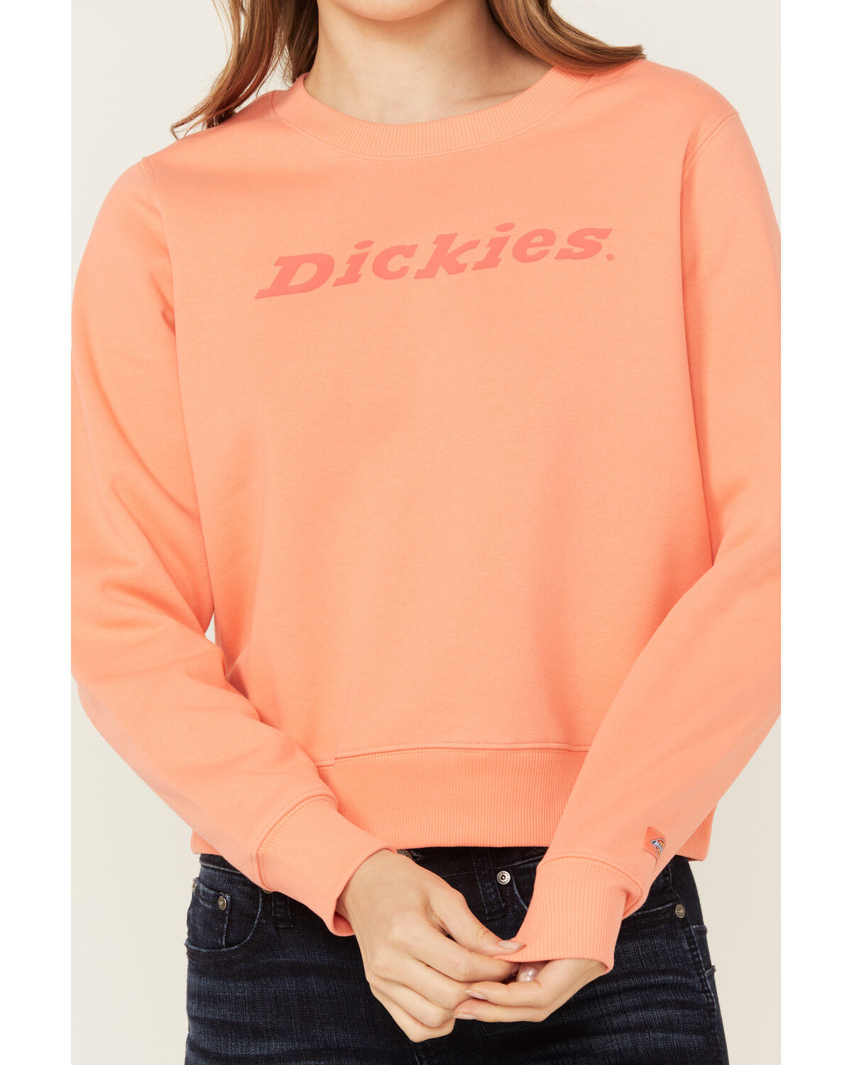Image #3 - Dickies Women's Heavyweight Woodman Logo Pullover, Coral, hi-res