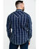 Rock & Roll Denim Men's Crinkle Plaid Long Sleeve Western Shirt , Blue, hi-res
