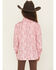 Image #4 - Panhandle Girls Cactus Print Long Sleeve Snap Western Shirt, Pink, hi-res