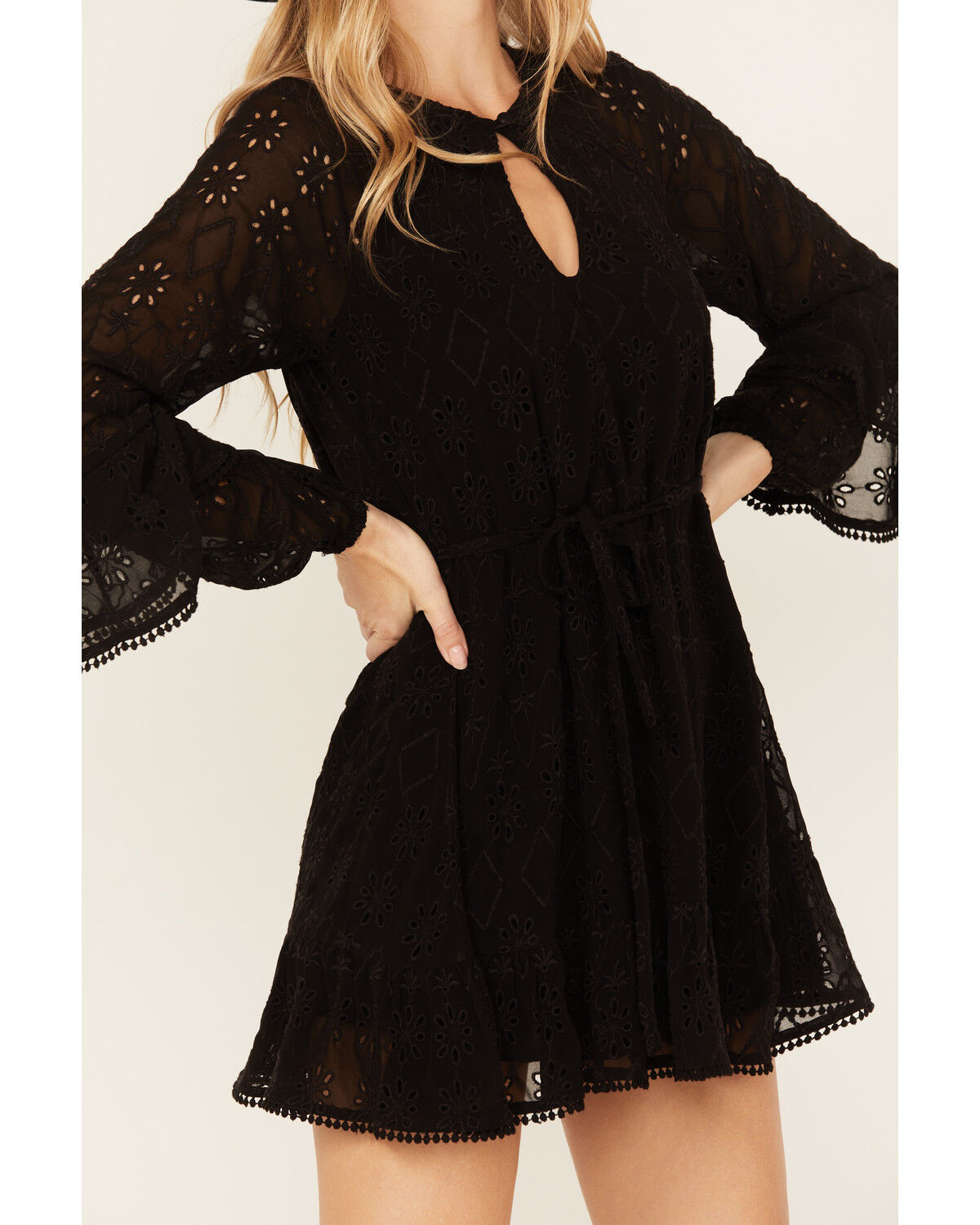 Image #3 - Shyanne Women's Lace Ruffled Mini Dress, Black, hi-res