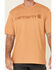 Carhartt Men's Yellowstone Heather Midweight Signature Logo Short Sleeve Work T-Shirt , Yellow, hi-res