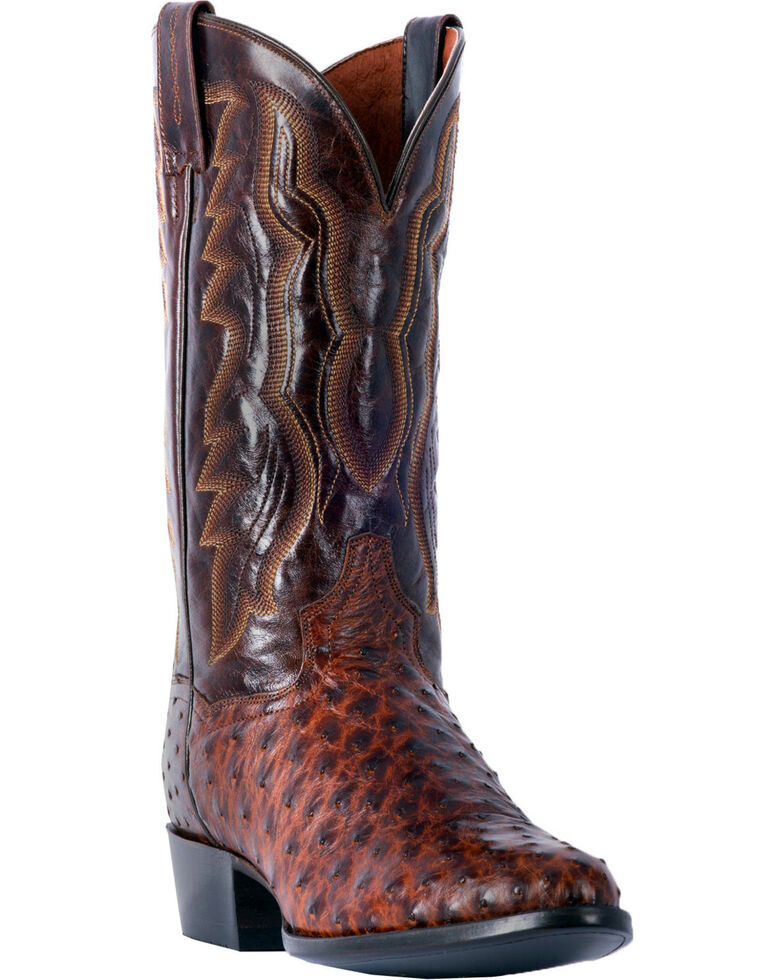 Dan Post Men's Pershing Brass Full Quill Ostrich Cowboy Boots - Medium