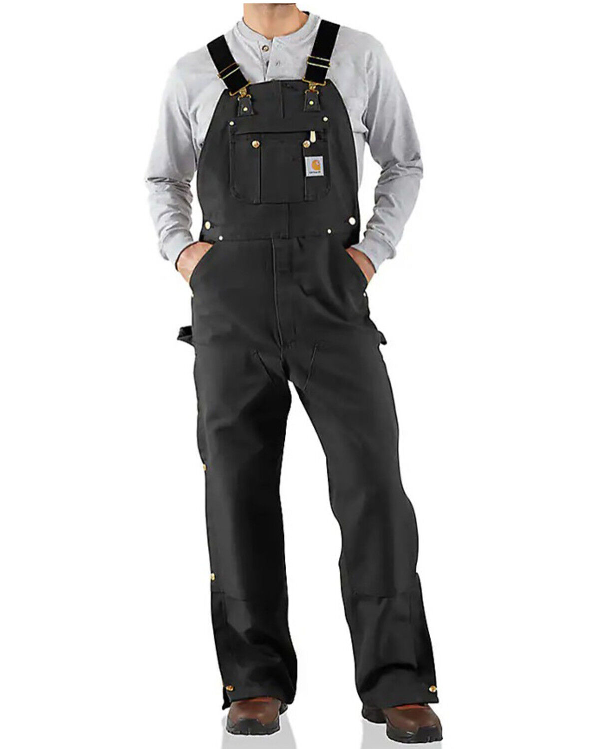 Image #1 - Carhartt Men's Loose Fit Firm Duck Bib Overalls, Black, hi-res