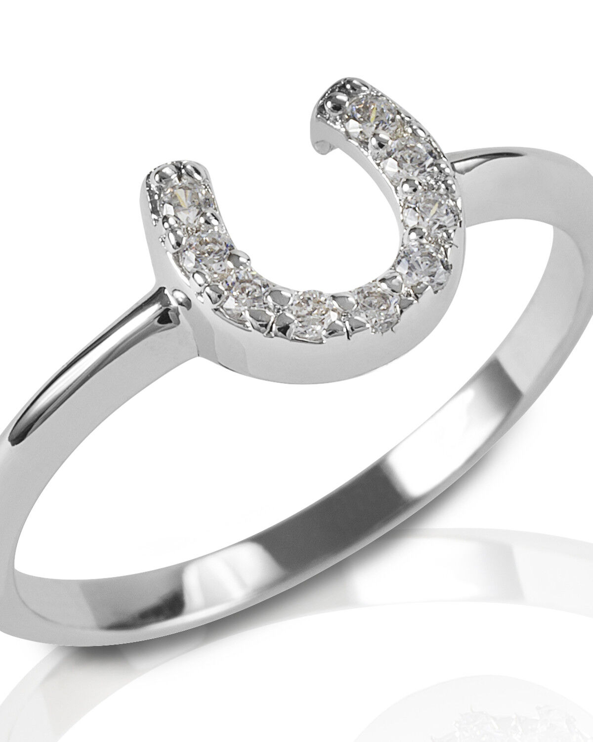 Image #1 - Kelly Herd Women's Clear Horseshoe Ring, Silver, hi-res