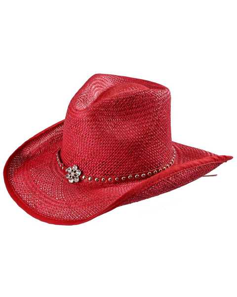 Bullhide All American Straw Cowgirl Hat, Red, hi-res