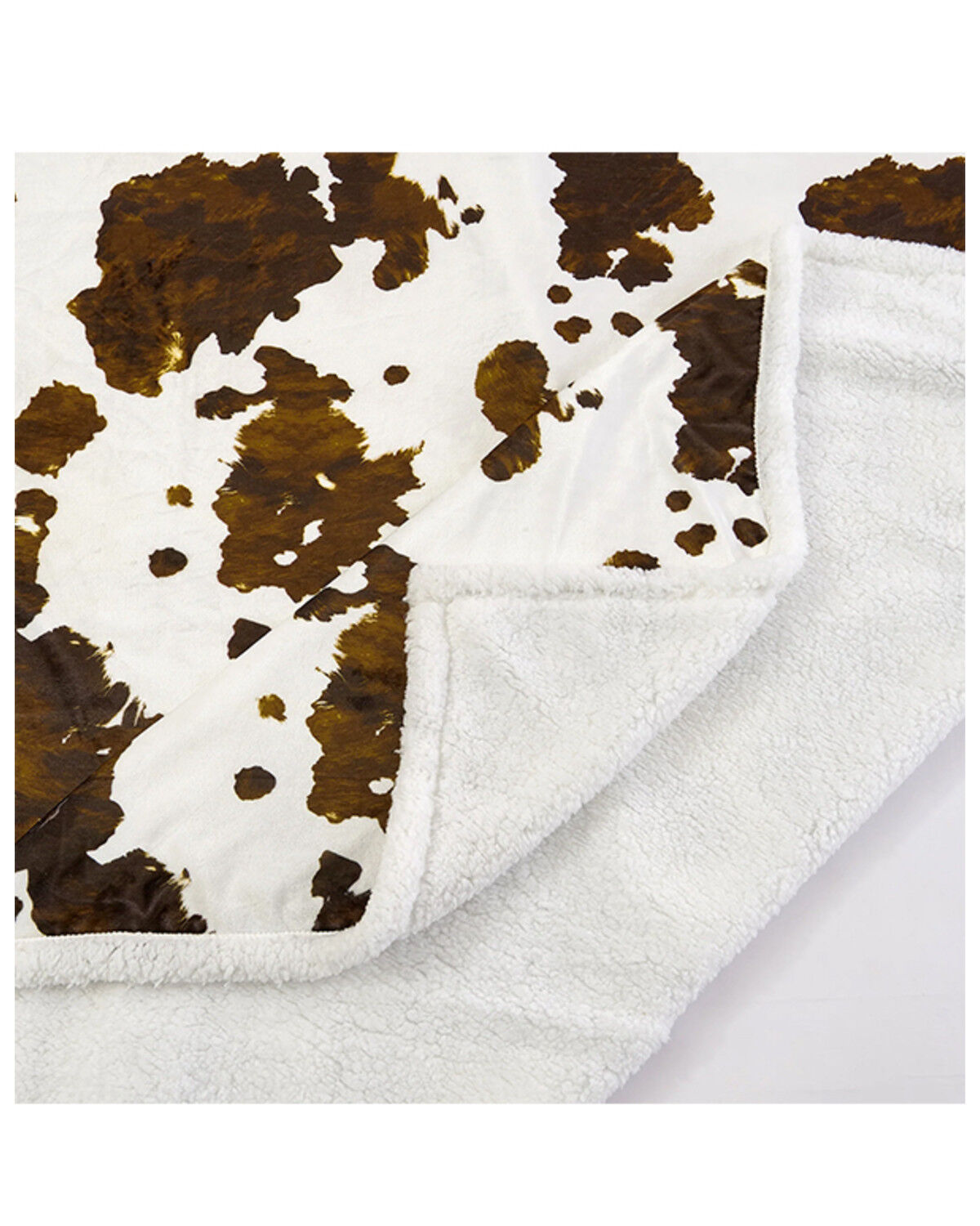 Image #4 - HiEnd Accents Elsa Cowhide Campfire Sherpa Throw, Brown, hi-res