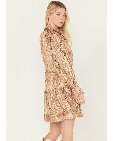 Image #4 - Miss Me Women's Print Ruffle Dress, Gold, hi-res