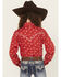 Image #4 - Cowgirl Hardware Girls' Brand Iron Print Long Sleeve Snap Stretch Western Shirt, Red, hi-res