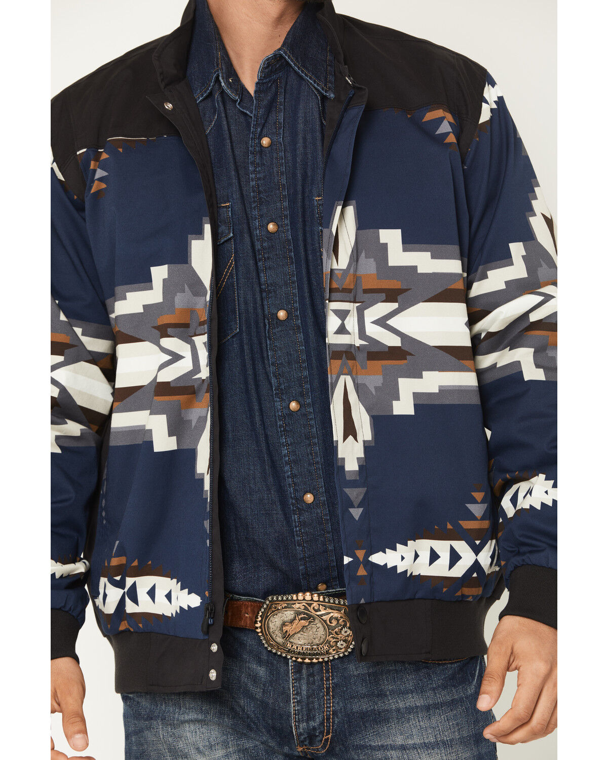 Image #3 - RANK 45® Men's Southwestern Print Insulated Bomber Jacket, Navy, hi-res