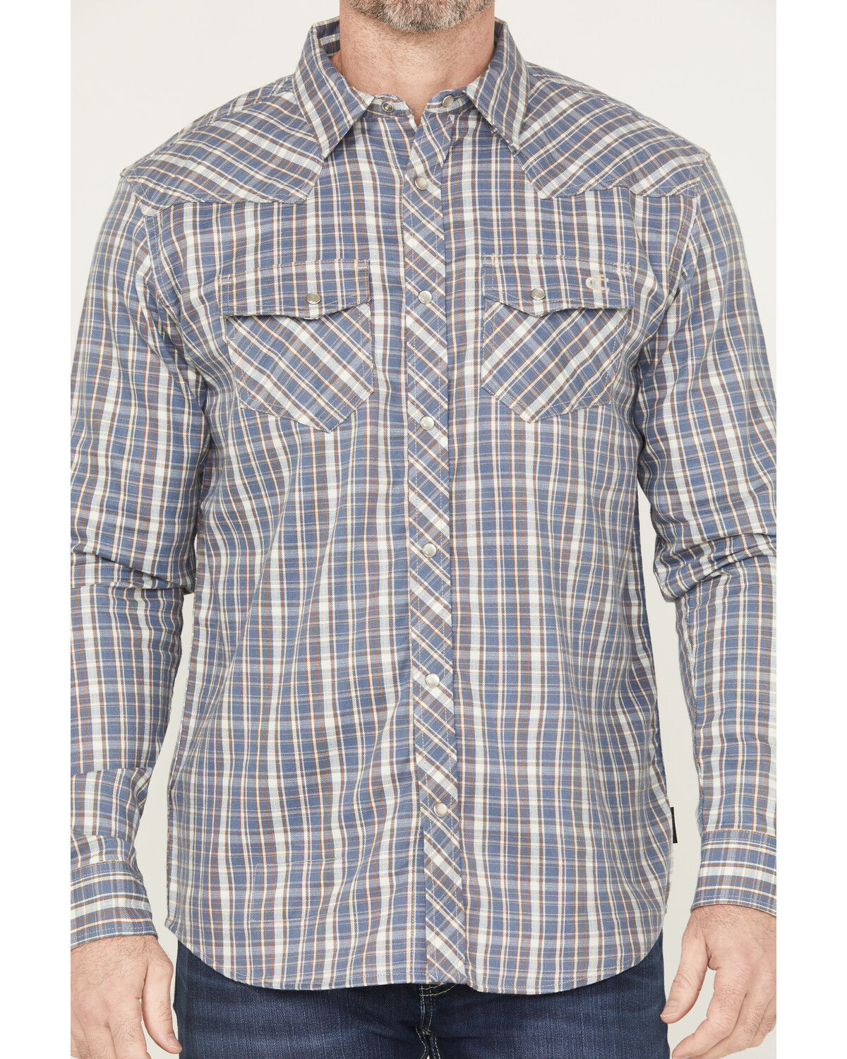 Image #3 - Cody James Men's FR Plaid Print Long Sleeve Snap Work Shirt, Indigo, hi-res