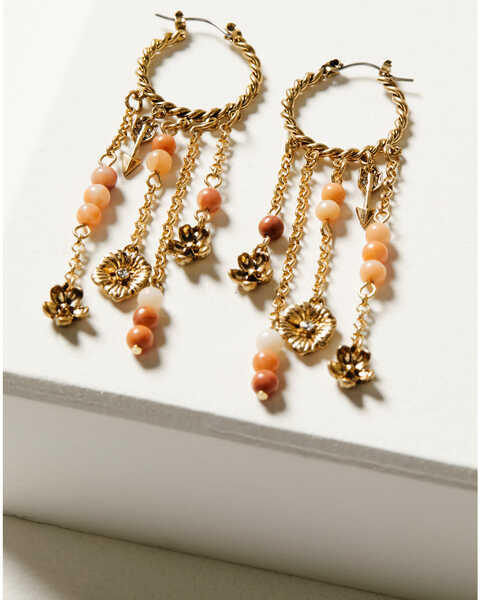Shyanne Women's Golden Hour Hoop Beaded Earrings, Gold, hi-res