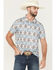 Image #1 - Rock & Roll Denim Men's Southwestern Striped Short Sleeve Polo, White, hi-res