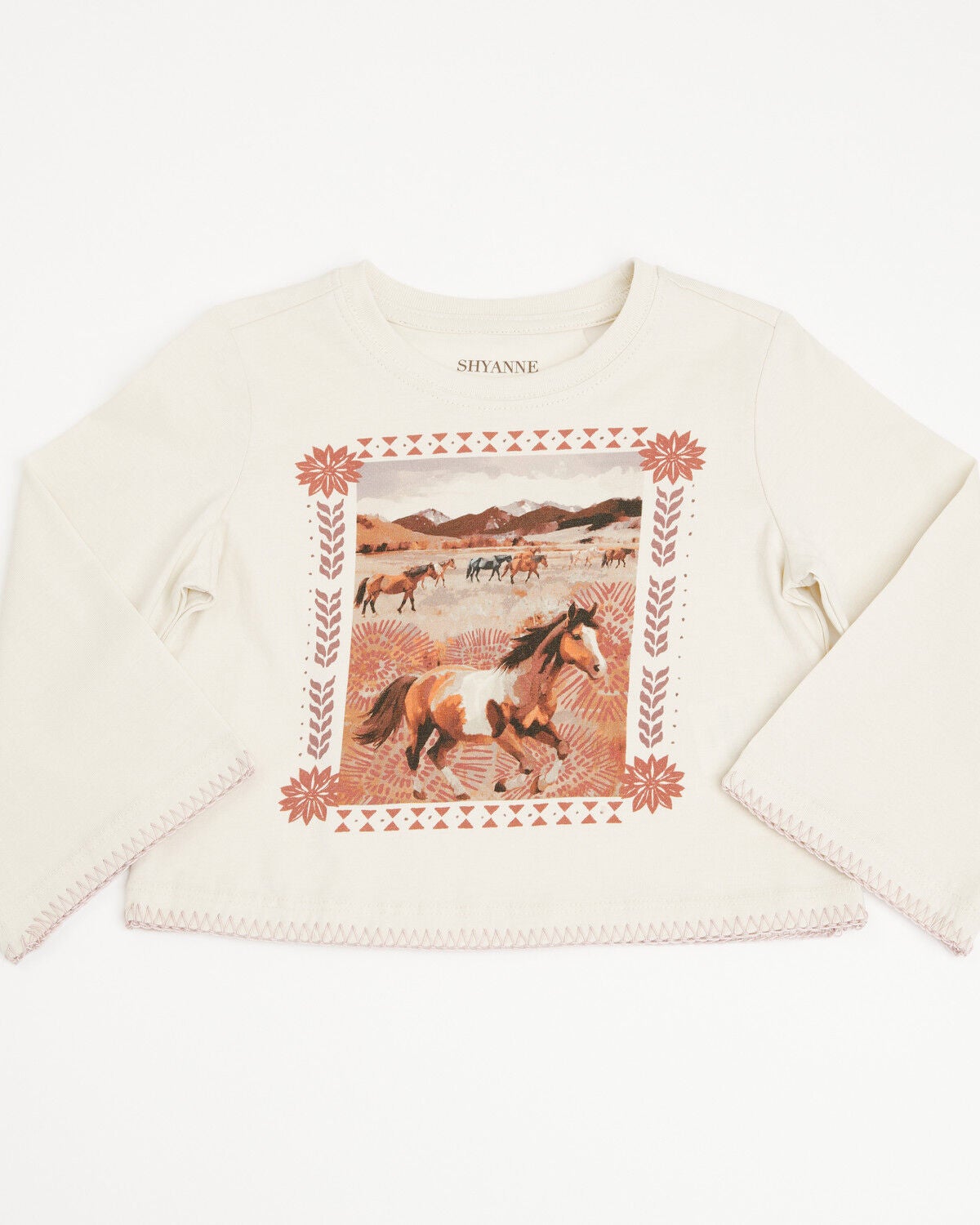 Shyanne Toddler Girls' Molly 3/4 Bell Sleeve Graphic Tee, Natural, hi-res
