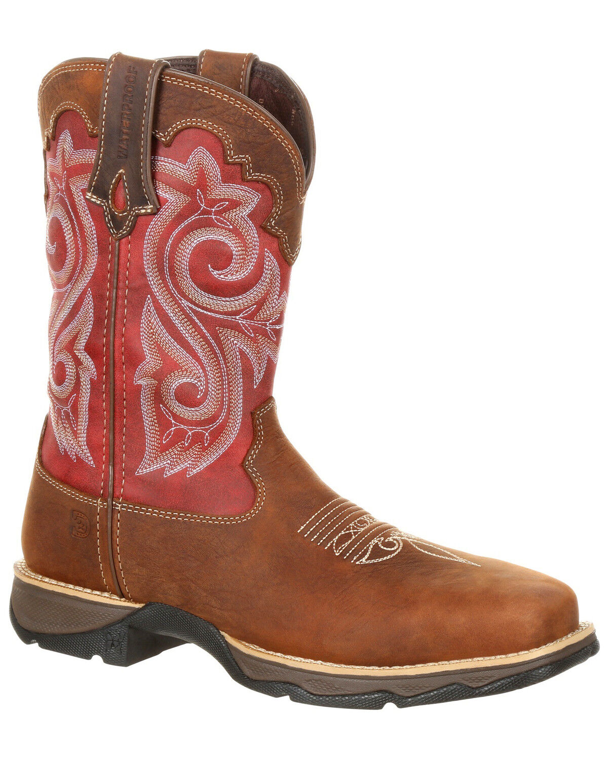 Image #1 - Durango Women's Rebel Waterproof Western Work Boots - Composite Toe, Brown, hi-res