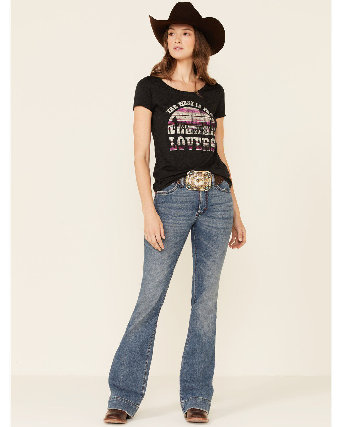 Image #2 - Shyanne Women's The West Is For Lovers Graphic Short Sleeve Tee, Black, hi-res