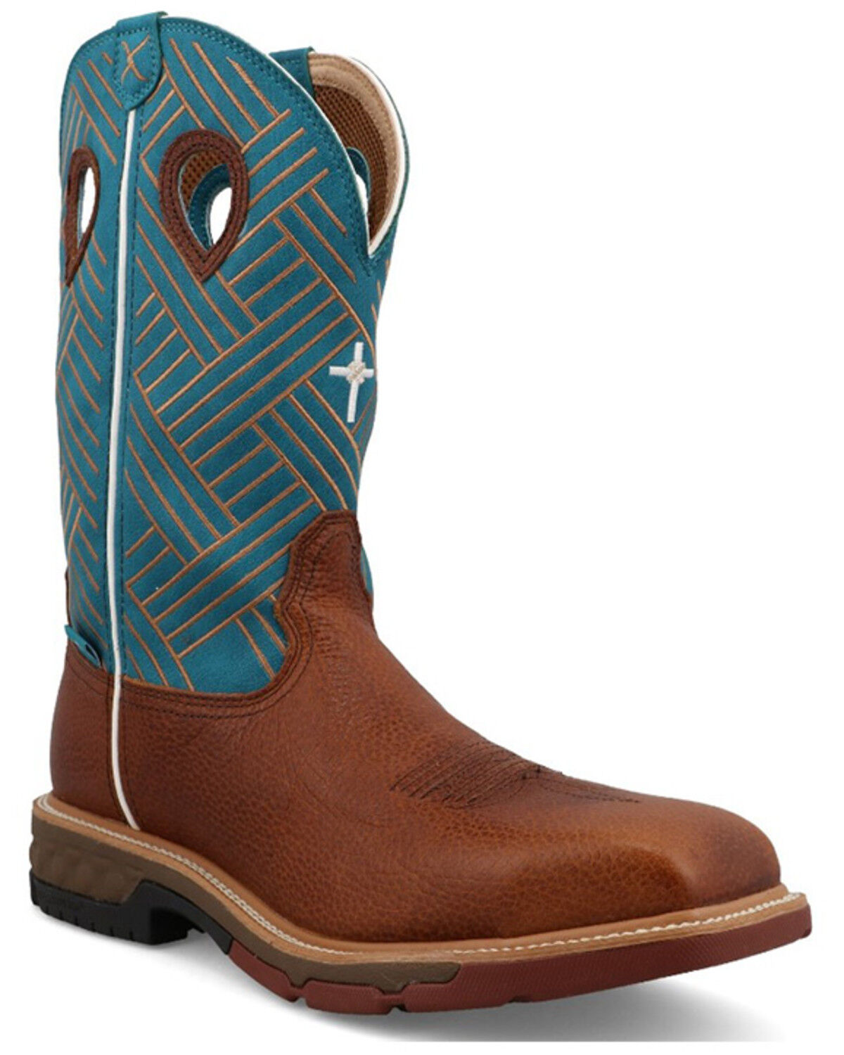 Image #1 - Twisted X Men's Pull-On Work Boots - Alloy Toe, Turquoise, hi-res