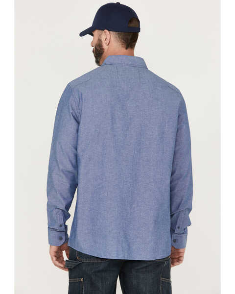 Image #4 - Hawx Men's Chambray Sun Protection Long Sleeve Button-Down Western Shirt , Blue, hi-res