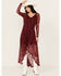 Image #2 - Shyanne Women's Lace Long Sleeve Maxi Dress, Maroon, hi-res