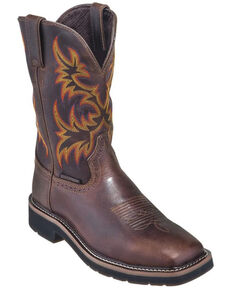 Justin Men's Driller Western Work Boots - Soft Toe, Brown, hi-res