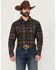 Image #1 - Cody James Men's Lawton Plaid Print Long Sleeve Snap Western Shirt, Grey, hi-res