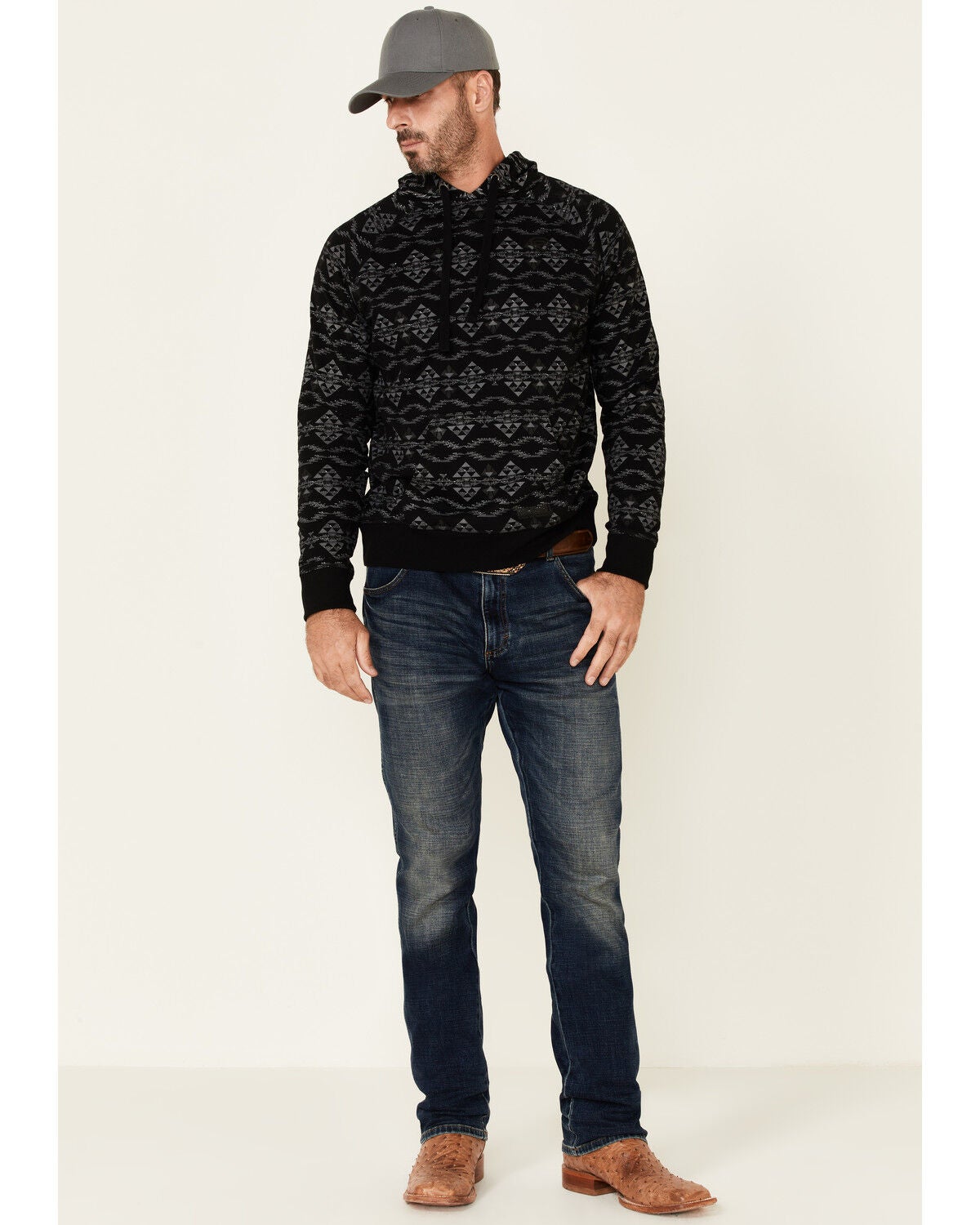 Image #2 - Rock & Roll Denim Men's Black Southwestern Print Pullover Hooded Sweatshirt , , hi-res
