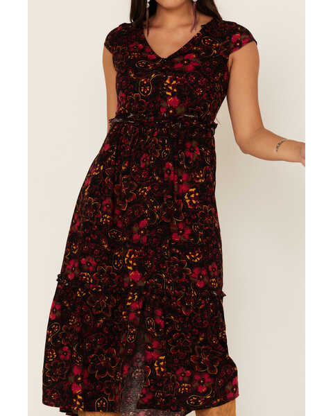 Image #3 - Idyllwind Women's Floral Willow Branch Midi Dress, Black, hi-res