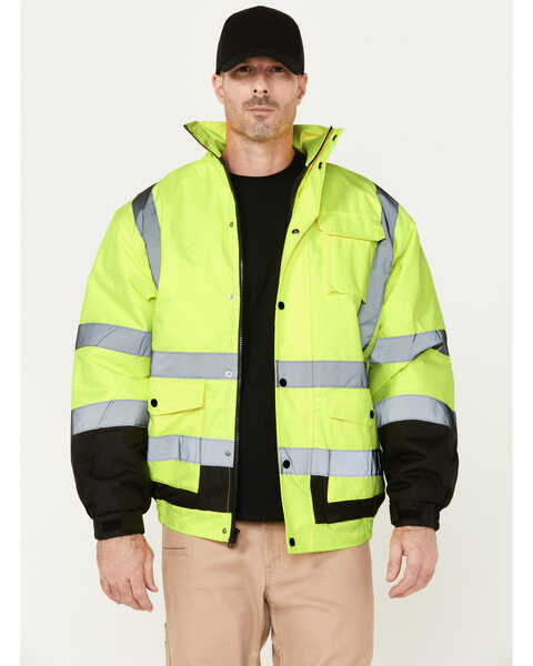 Hawx Men's High-Visibility Bomber Work Jacket - Tall, Yellow, hi-res