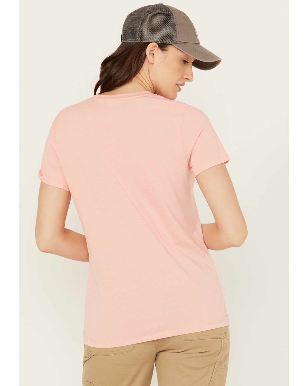 Image #4 - Carhartt Women's Relaxed Fit Lightweight Short Sleeve V Neck T-Shirt, Orange, hi-res