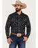 Image #1 - Rock & Roll Denim Men's Southwestern Stretch Long Sleeve Snap Shirt, Charcoal, hi-res