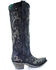 Image #7 - Corral Women's Tall Studded Overlay & Crystals Western Boots - Snip Toe, Black, hi-res