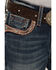 Image #4 - Grace In LA Girls' Cowhide Horseshoe Bootcut Stretch Denim Jeans, Blue, hi-res