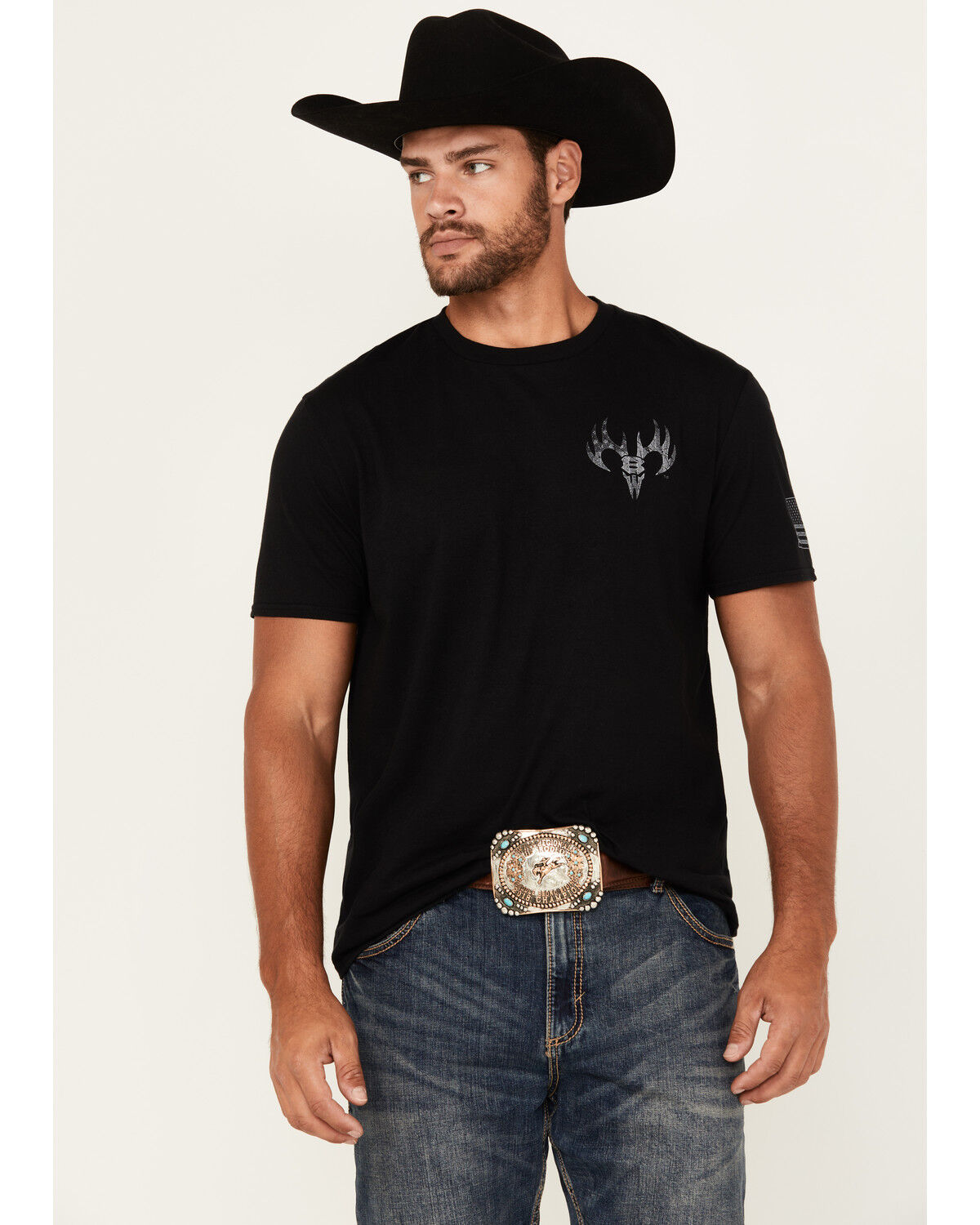Image #2 - Buckwear Men's Freedom Label Short Sleeve Graphic T-Shirt, Black, hi-res