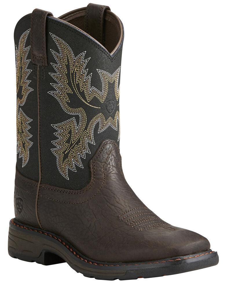 Ariat Youth Boys' Workhog Bruin Western Boots - Square Toe, Brown, hi-res