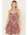 Image #2 - Rock & Roll Denim Women's Bandana Print Tiered Sleeveless Mini Dress, Red, hi-res