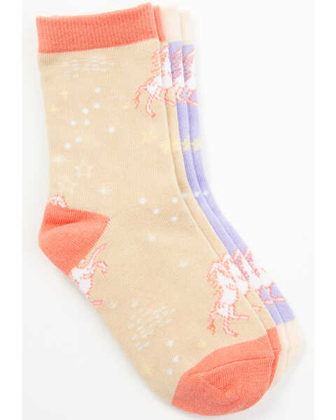 Image #3 - Shyanne Girls' Unicorn Crew Socks - 2-Pack, Cream, hi-res