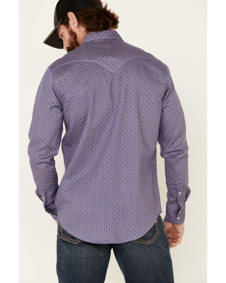 Rock & Roll Denim Men's FR Geo Print Long Sleeve Work Shirt - Big & Tall, Blue, hi-res