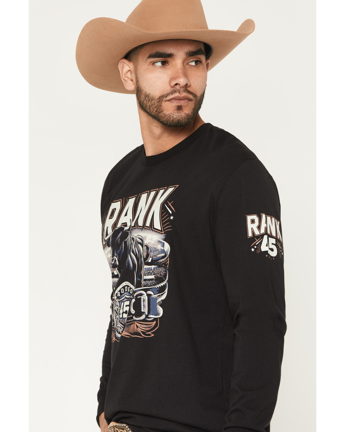 Image #2 - RANK 45® Men's Buckle Up Long Sleeve Graphic T-Shirt, Black, hi-res