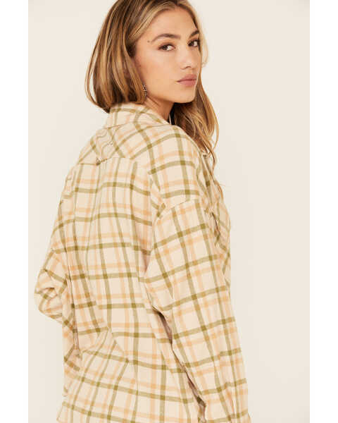Image #4 - By Together Women's Plaid Long Sleeve Button Down Western Flannel Shirt , Brown, hi-res