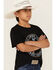 Image #2 - Cowboy Hardware Boys' Neon Built Cowboy Tough Short Sleeve Graphic T-Shirt, Black, hi-res
